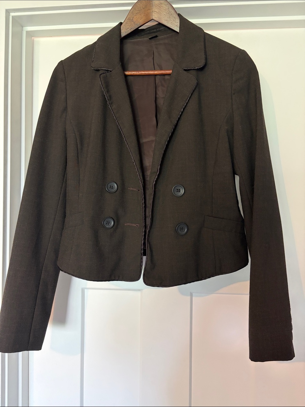 Express Design Studio Dark Brown Cropped Women's Blazer Jacket